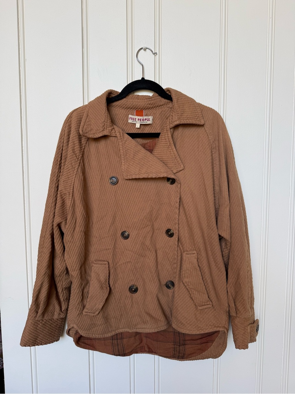 Free People Textured Corduroy Jacket in Camel Brown